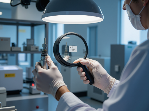 质量检测实验室，精密检测仪器正在对产品进行质量检验，展现严格的质量控制